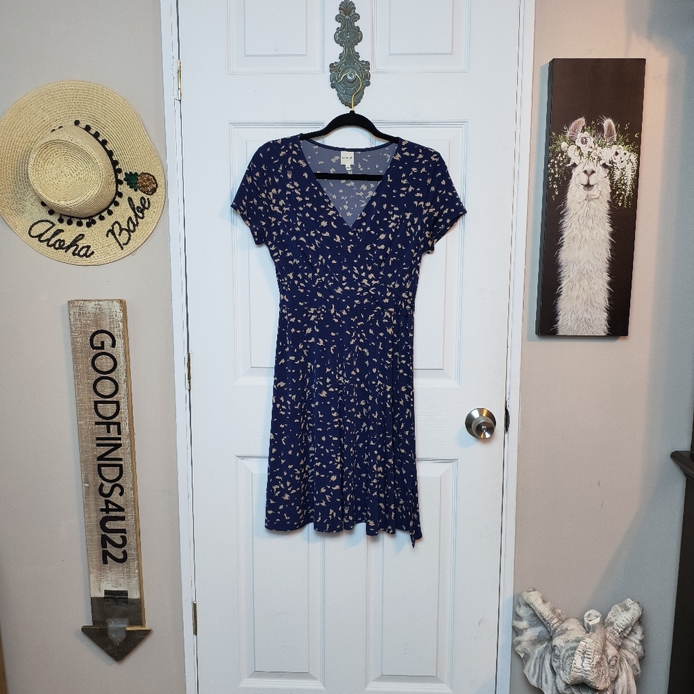 Kaileigh Arnett Faux Wrap Knit Womens Dress Size Small D13404K Blue